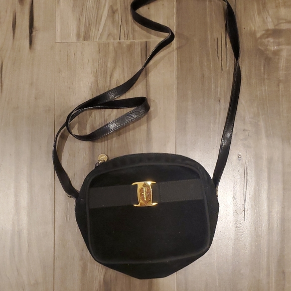 Ferregamo Black Crossbody Bag with Gold Accent - Picture 2 of 4